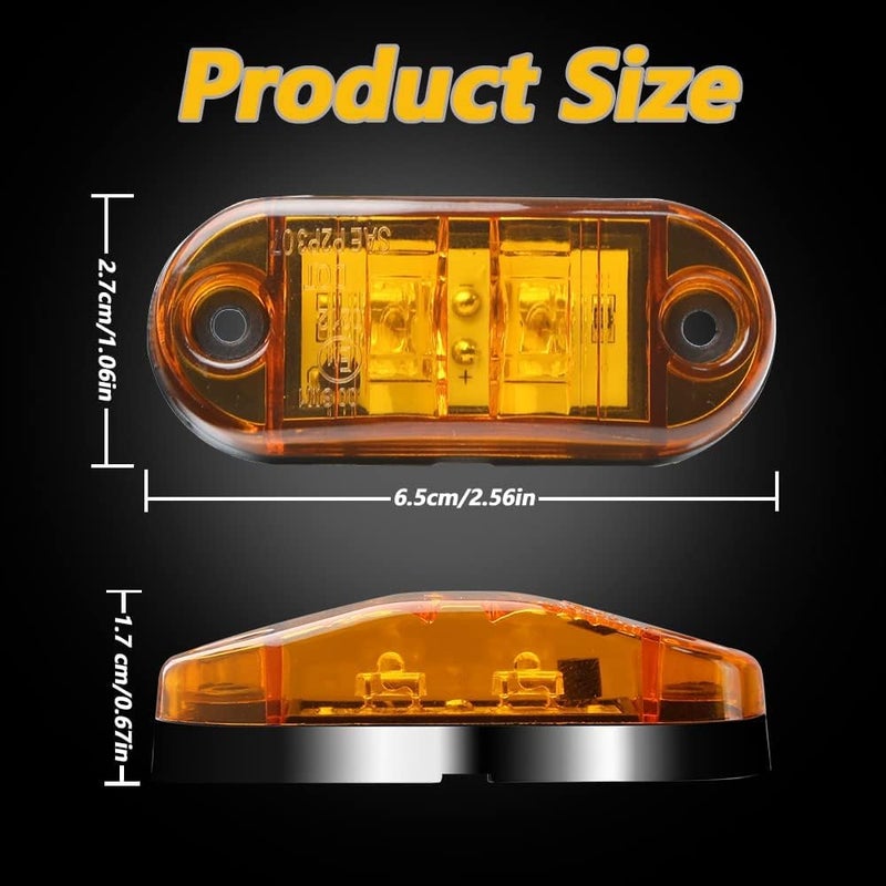 ALFU 10 Pack (5pcs Red+5pcs Amber) DC12-24V IP68 Waterproof LED Trailer Lights Kit Front Rear LED Side Marker Clearance Indicators Light for RV Camper Truck Van Caravan Boat - Image 5